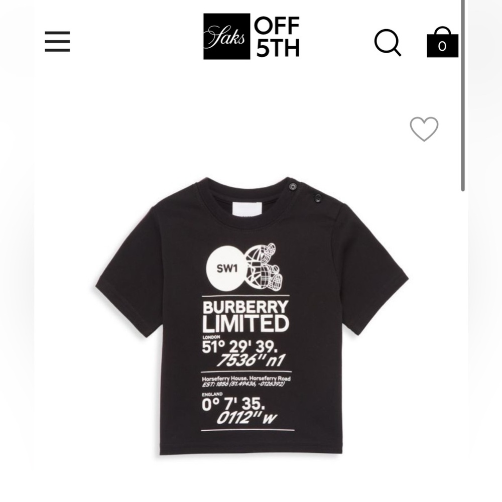 KIDS Burberry Black Graphic Short Sleeve Tee 4T